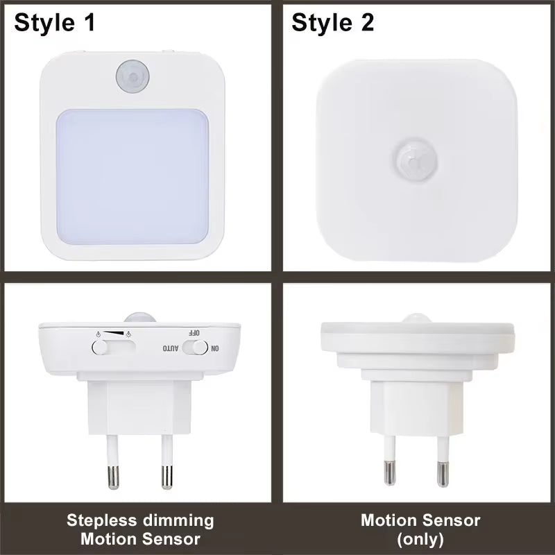 LED Motion Sensor Night Light - Wireless Bedside Lamp for Children's Rooms, EU Plug