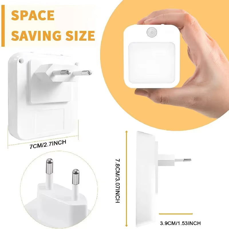 LED Motion Sensor Night Light - Wireless Bedside Lamp for Children's Rooms, EU Plug
