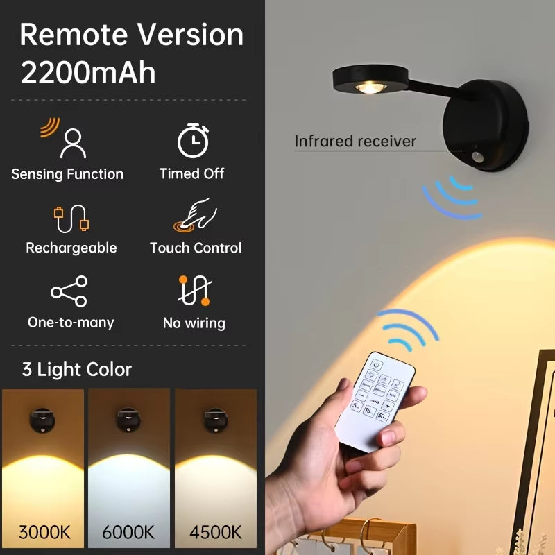 Rechargeable Wireless LED Spotlight for Effortless Installation and Impressive Wall Murals