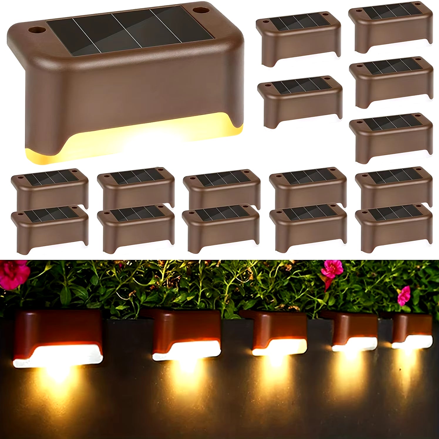 4-Pack Waterproof LED Solar Stair Lights for Outdoor Garden, Courtyard, and Terrace Safety