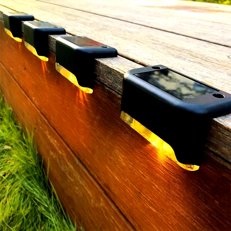 4-Pack Waterproof LED Solar Stair Lights for Outdoor Garden, Courtyard, and Terrace Safety