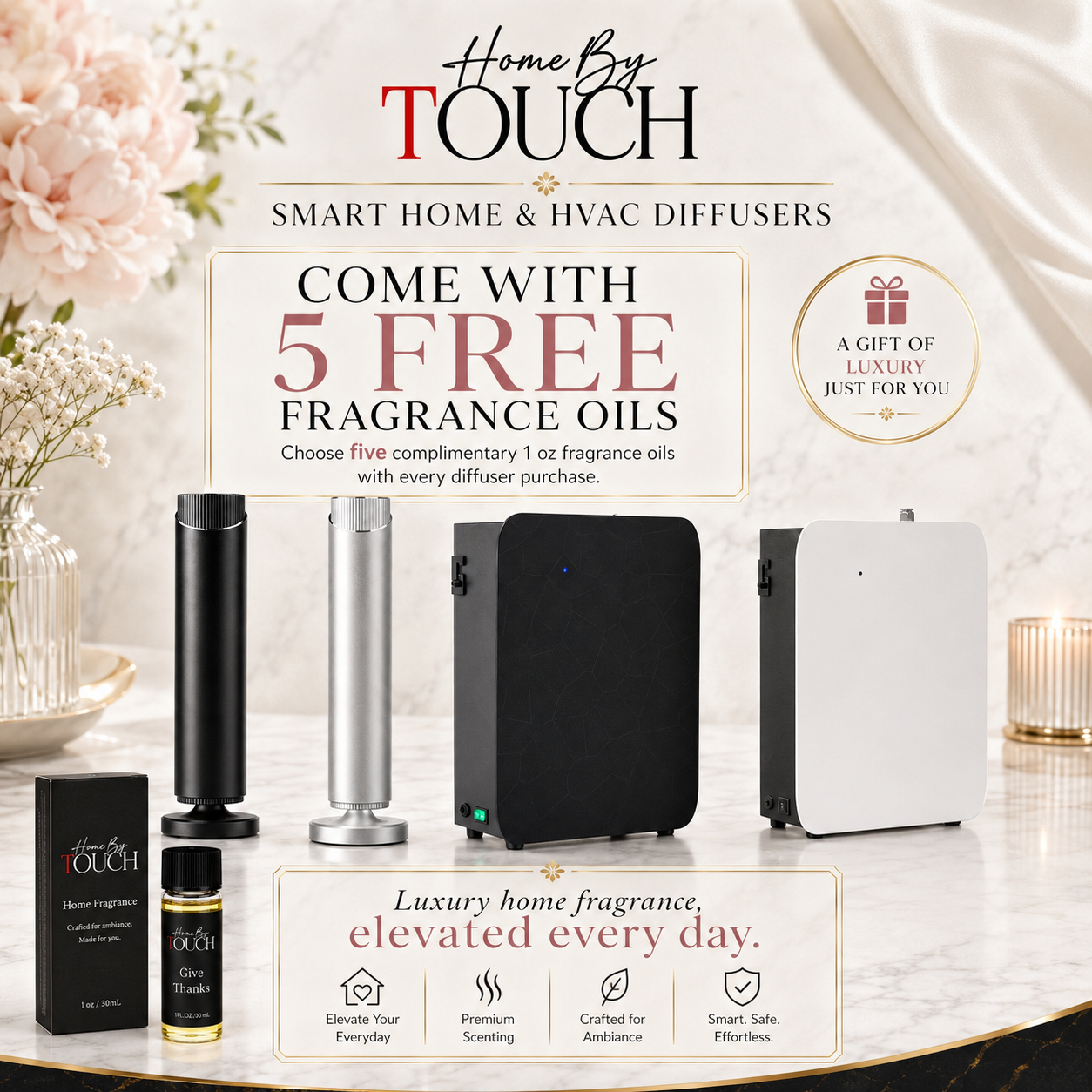 X1000 Metal HVAC Smart Scent Diffuser 500 mL — App + Bluetooth | Home By TOUCH