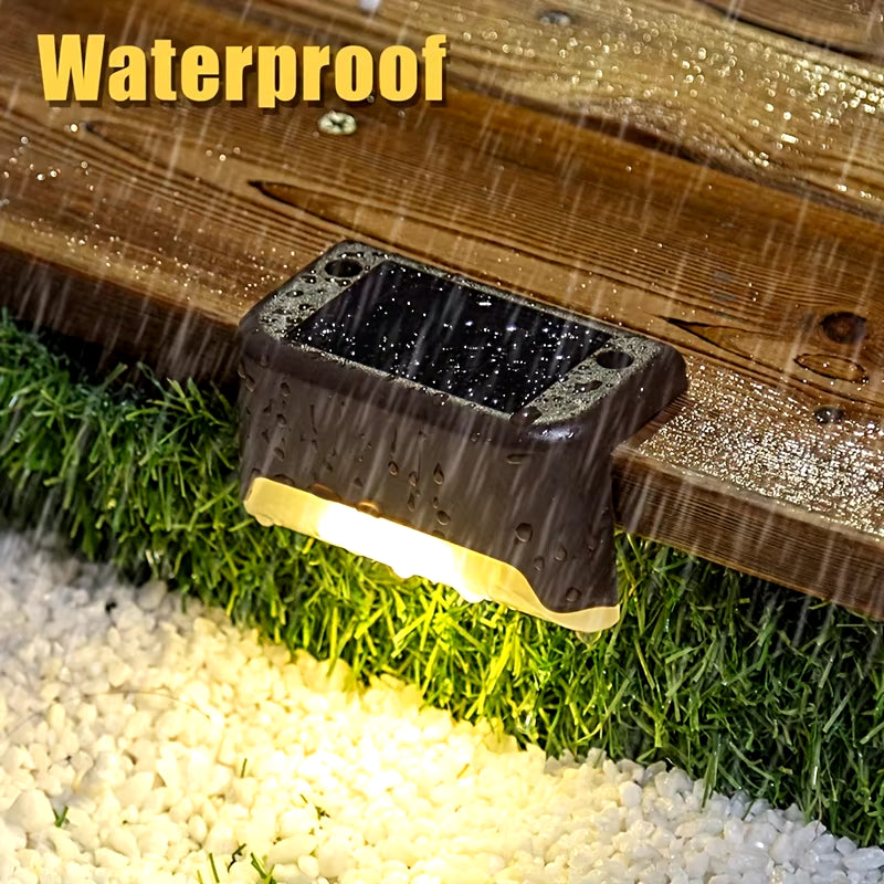 4-Pack Waterproof LED Solar Stair Lights for Outdoor Garden, Courtyard, and Terrace Safety