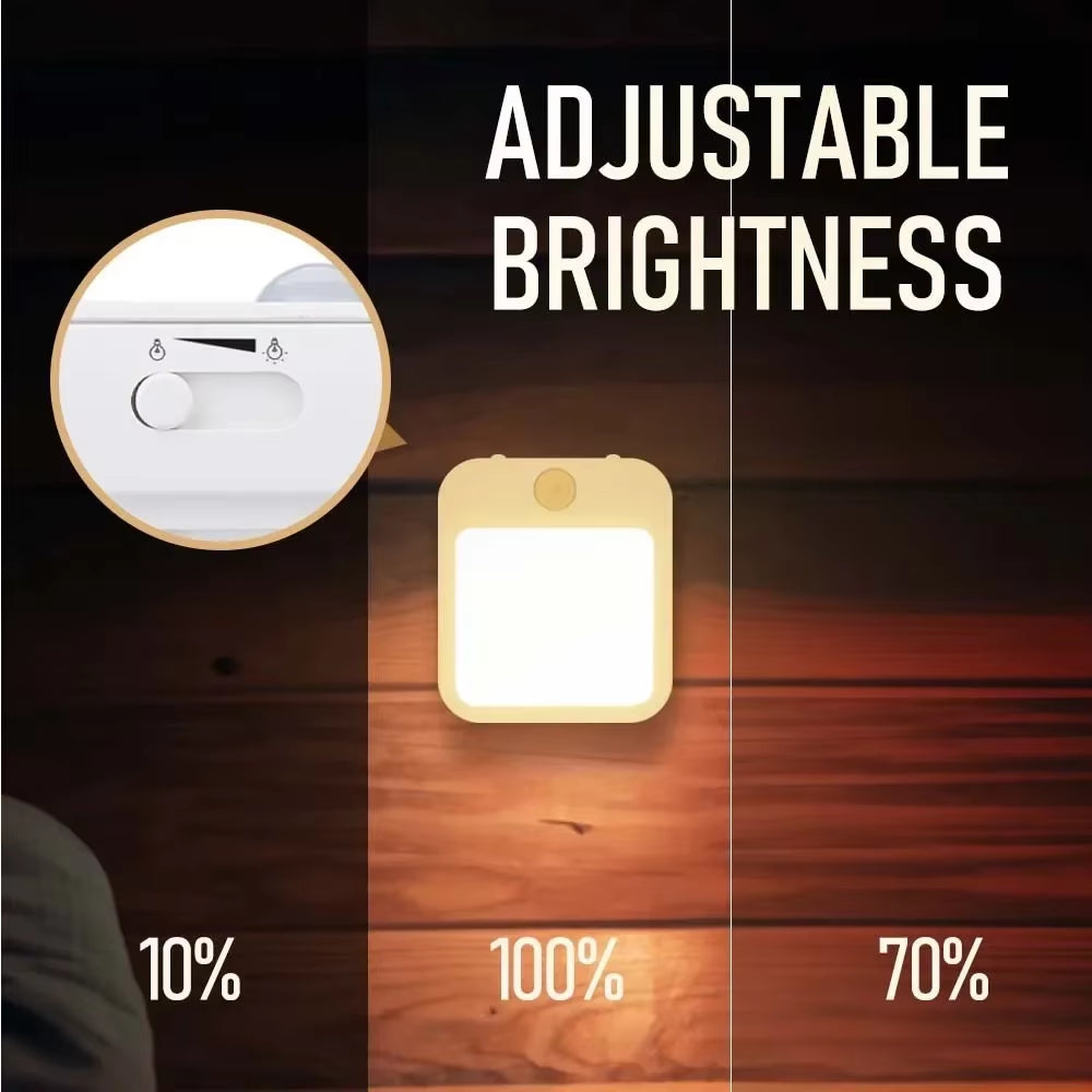 LED Motion Sensor Night Light - Wireless Bedside Lamp for Children's Rooms, EU Plug