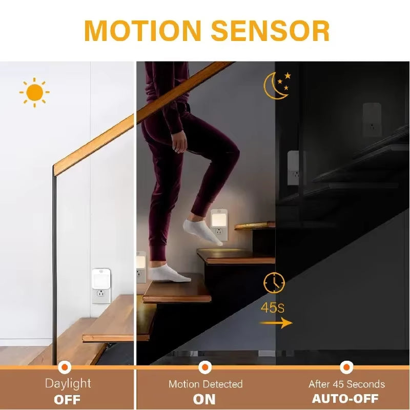 LED Motion Sensor Night Light - Wireless Bedside Lamp for Children's Rooms, EU Plug