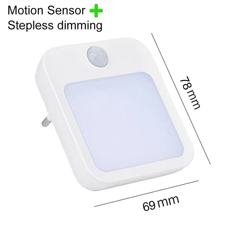 LED Motion Sensor Night Light - Wireless Bedside Lamp for Children's Rooms, EU Plug