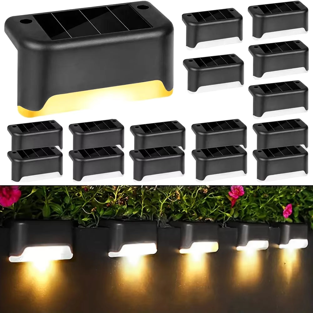 4-Pack Waterproof LED Solar Stair Lights for Outdoor Garden, Courtyard, and Terrace Safety