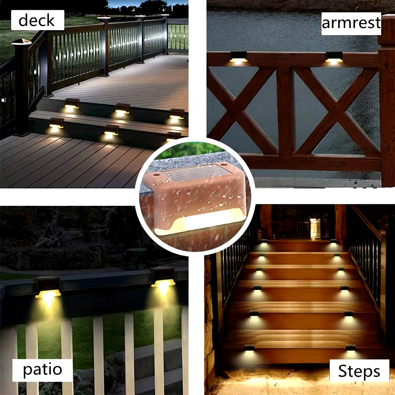 4-Pack Waterproof LED Solar Stair Lights for Outdoor Garden, Courtyard, and Terrace Safety