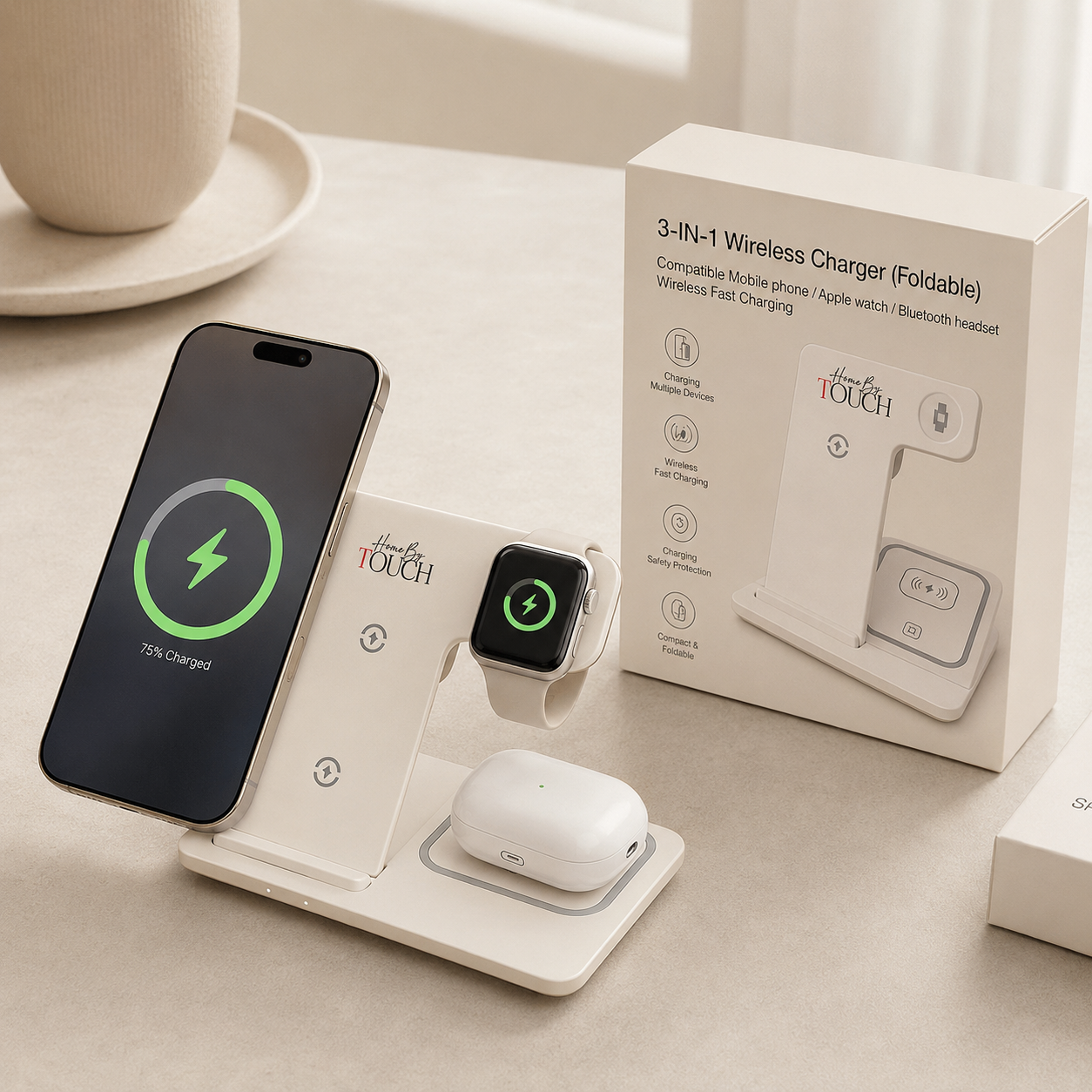 Home By TOUCH 3-in-1 Foldable Magnetic Wireless Charger | Apple Devices