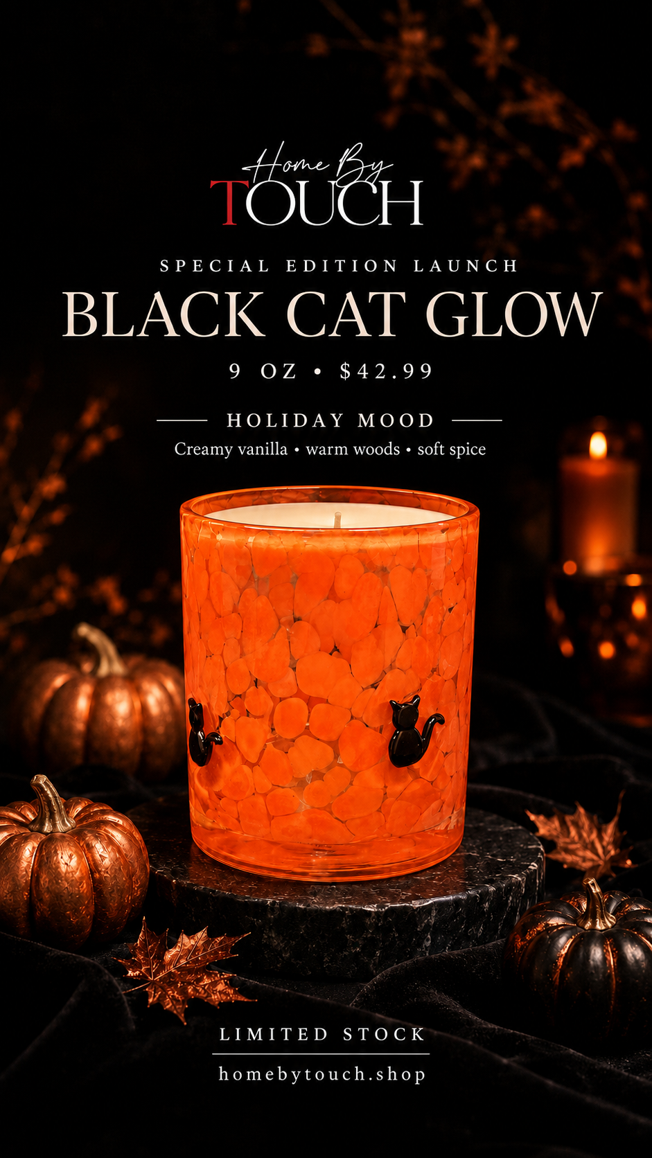 Black Cat Glow 9 oz Special Edition Soy Candle - Holiday Mood