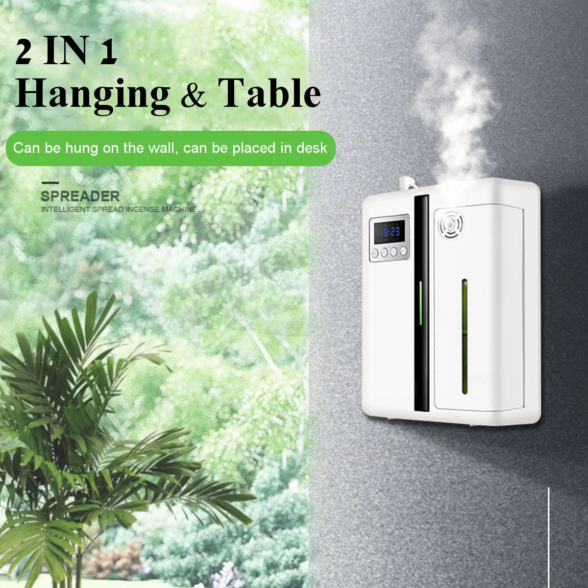 Powerful HVAC Smart Aroma Diffuser, 160 ml tank, cold-air diffusion, timer control, wall-mounted—ideal for any setting