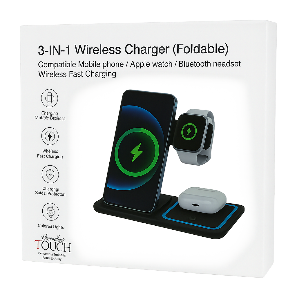 Home By Touch™ 3-in-1 Foldable Magnetic Wireless Charger (Apple Devices Only)