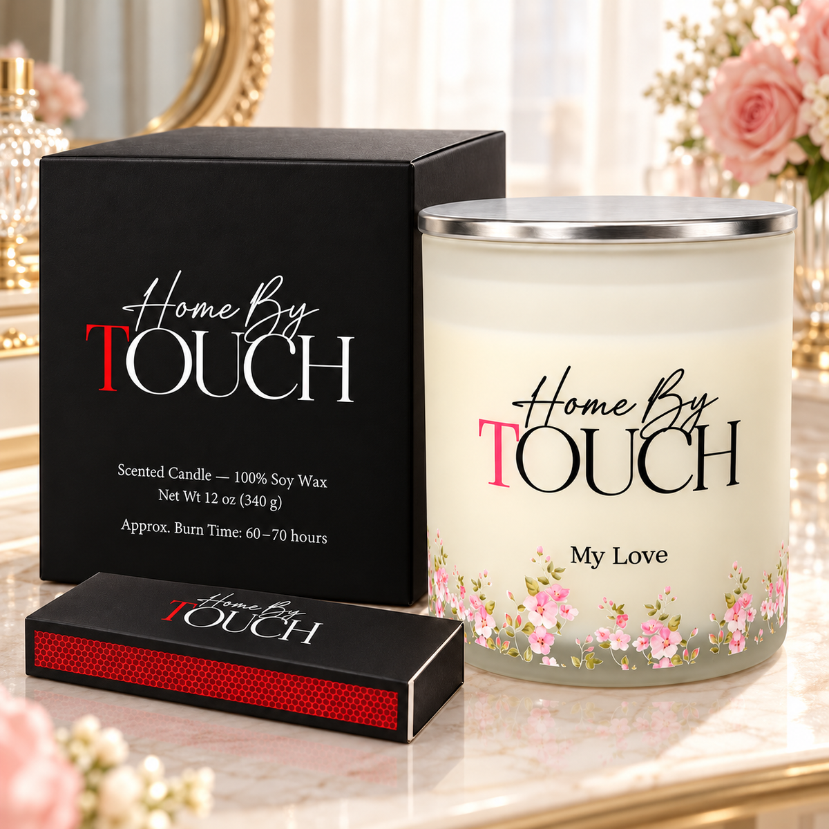 My Love — Luxury Soy Candle in a styled candle product photograph