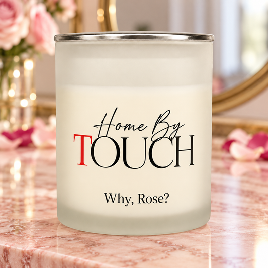 Why, Rose? — Luxury Soy Candle in a styled candle product photograph